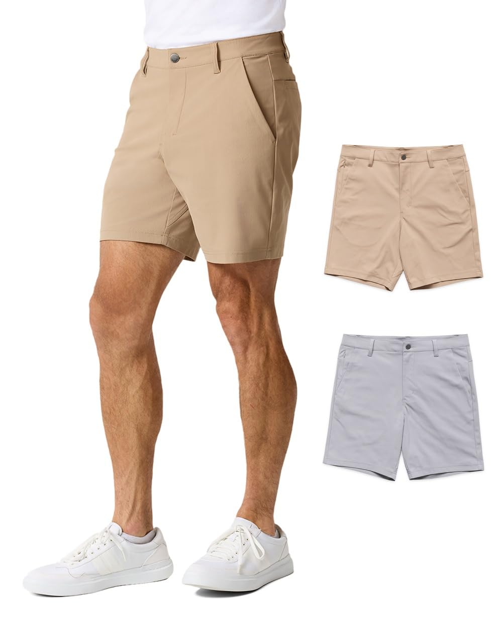 Mens Shorts Stretch Chino Golf Casual Dress Flat Front 7 & 9 Inch
