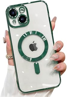 Case for iPhone 14 Plus Case Clear Magnetic Compatible with MagSafe Built-in Camera Lens Protector Soft Slim Shockproof Phone Case for iPhone 14 Plus 6.7" - Green