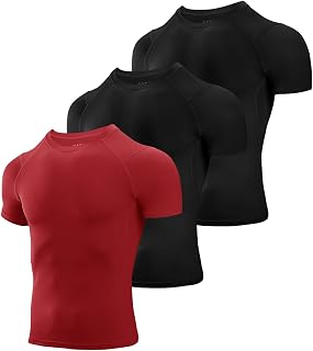 Niksa Men's Compression Shirts 5 Pack, Short Sleeve Athletic Compression Tops Cool Dry Workout T Shirt