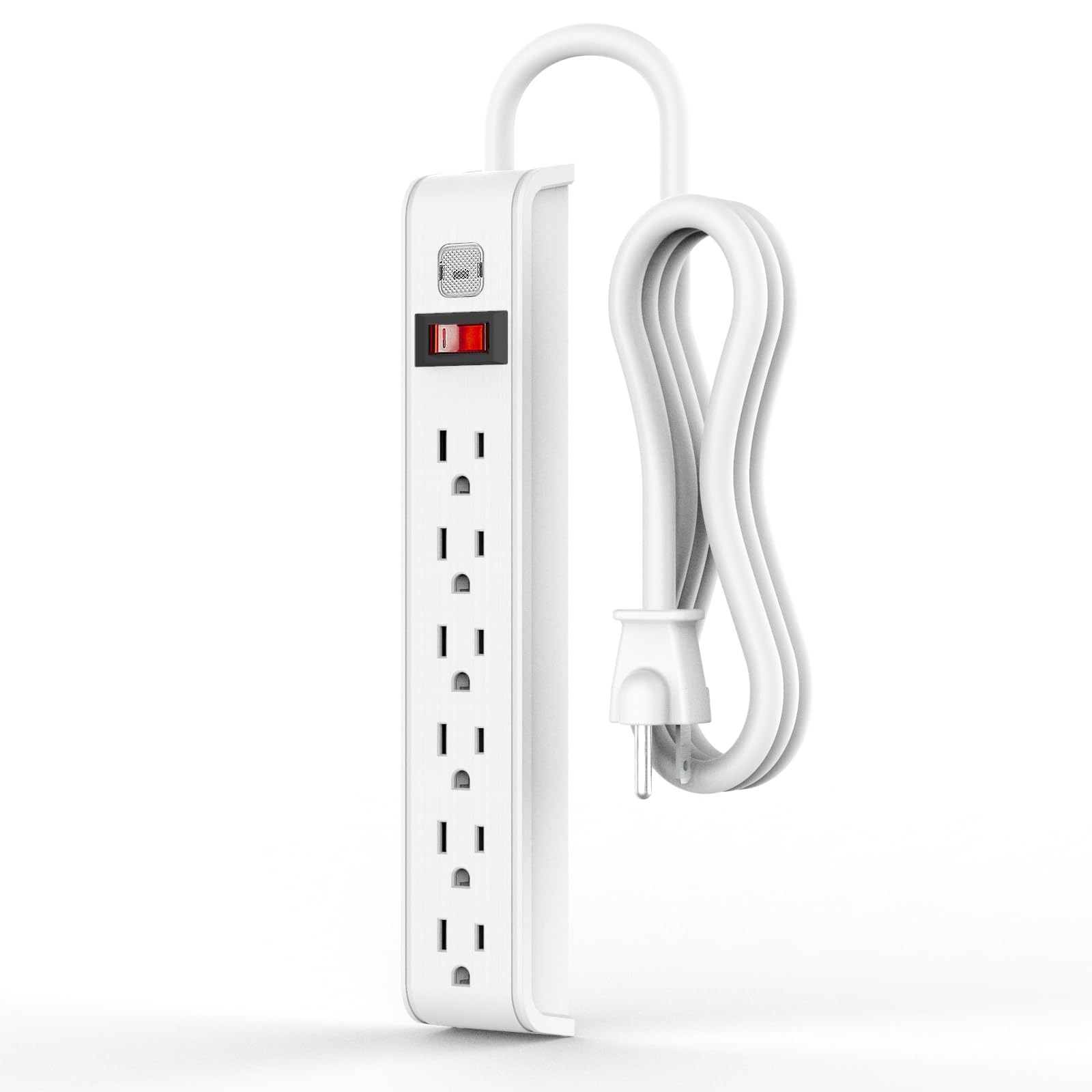 TiFFCOFiO Surge Protector Power Strip, 6 Feet Extension Cord, 600 Joules Surge P
