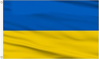 AhfuLife Ukraine Flag 90cm x 150cm 4 Pieces Ukraine Flag with Brass Holes on Both Sides for Party Decorations World Cup National Day Garden Street