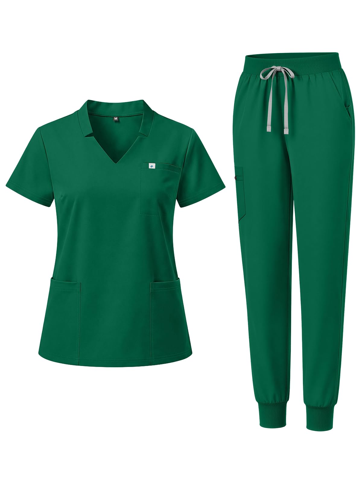 Scrubs for Women Set, Notched V-neck Top & Jogger Pants