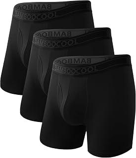 BAMBOO COOL Men's Underwear Breathable Boxer Briefs with Fly Moisture-Wicking Lightweight Underwear 7-Pack
