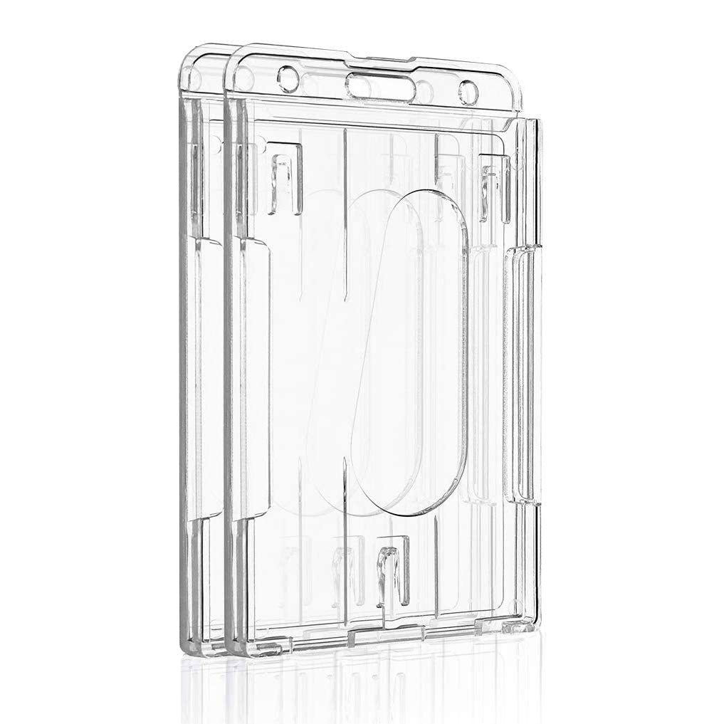Pawfly 2 Pack Vertical 2-Card Badge Holders for Office School IDs | Rigid transp