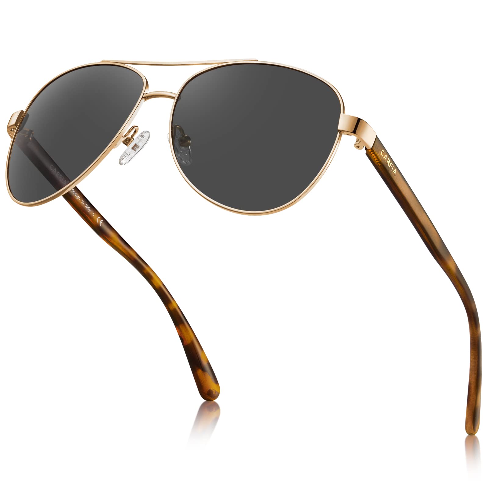 Carfia Retro Trendy Pilot Sunglasses for Women Polarized UV Protection, Lightwei