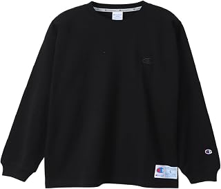 Champion C3-V414 Men's Long T-Shirt, Long Sleeve, Round Neck, 100% Cotton, Relax Fit, One-Point Logo, Embroidered, Long Sleeve, Action Style