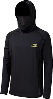 Bassdash - Men's Long Sleeve Top with UPF 50+ Protection and Built-in Face Mask, Neck Warmer and Hood, Ideal for Fishing
