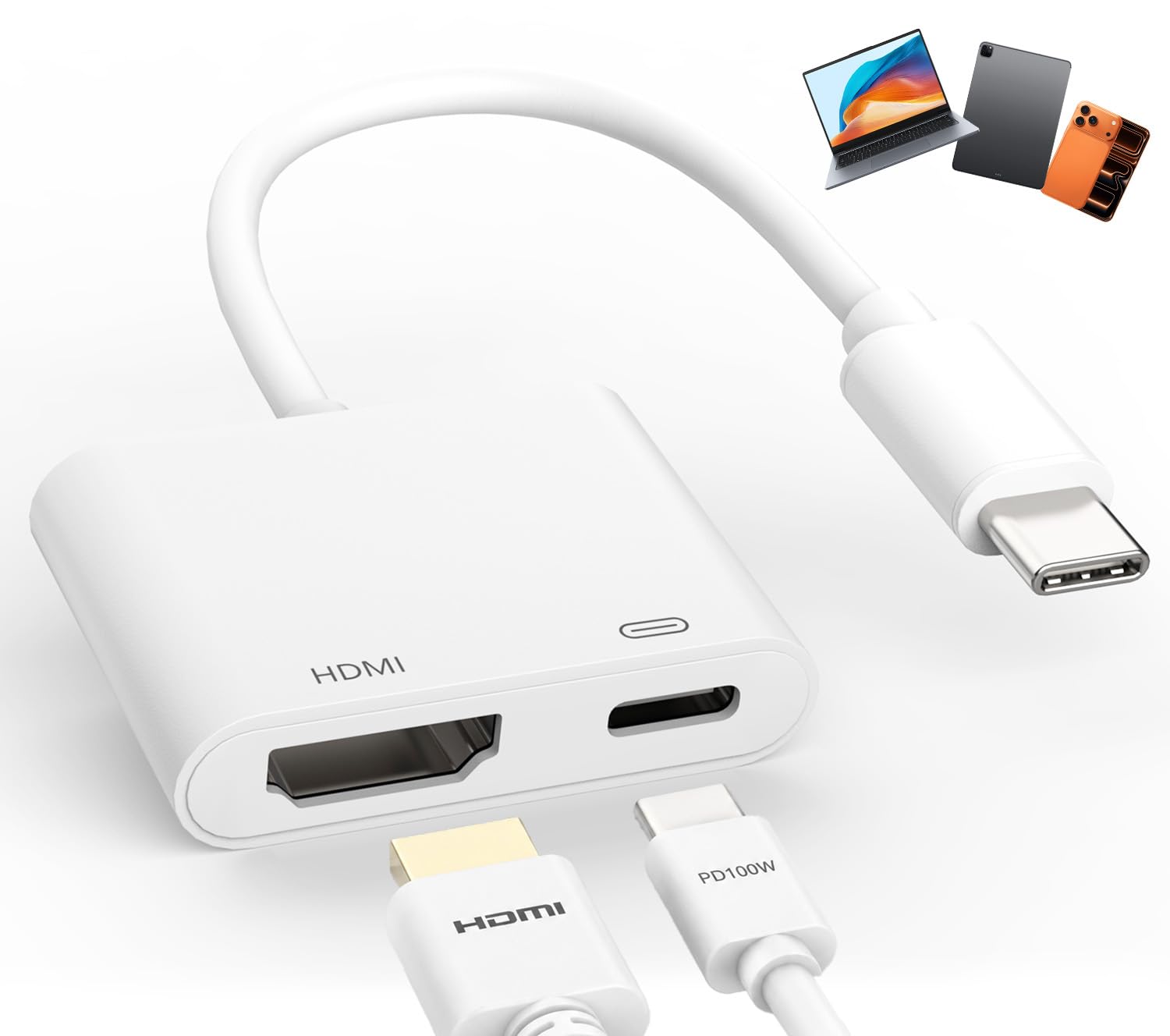 USB C to HDMI Adapter for iPhone to TV [MFi Certified] 4K HDMI USB C Adapter wit