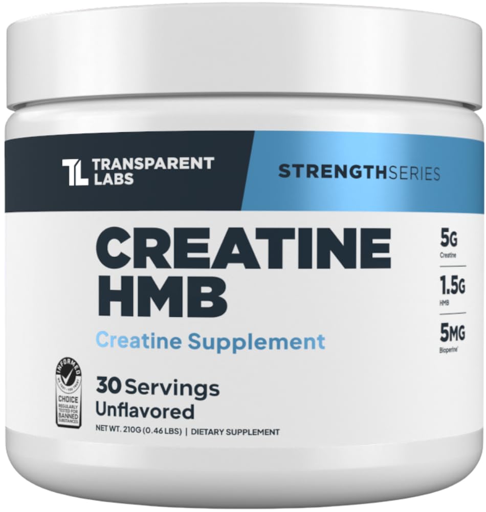 Transparent Labs Creatine HMB - 30 Servings, Unflavored | Creatine Monohydrate P