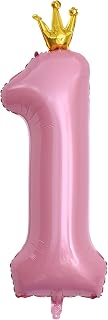 ASTARON Number 1 Balloon Number Balloons 40inch/100cm Birthday Party Decoration Number Balloons with Crown for 1st Party Decoration 1st Birthday Sign Decor