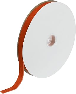 MECCANIXITY Velvet Ribbon 5/8 Inch x 25 Yard Single Face Spool Silky Velvet Fabric for Bouquets DIY Crafts Gift Wrapping Wedding Party Dark Orange