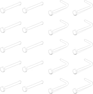 AceFun Clear Nose Studs Acrylic L Shape Nose Rings Retainer Bioflex Bone Pin Straight Nose Studs Retainer