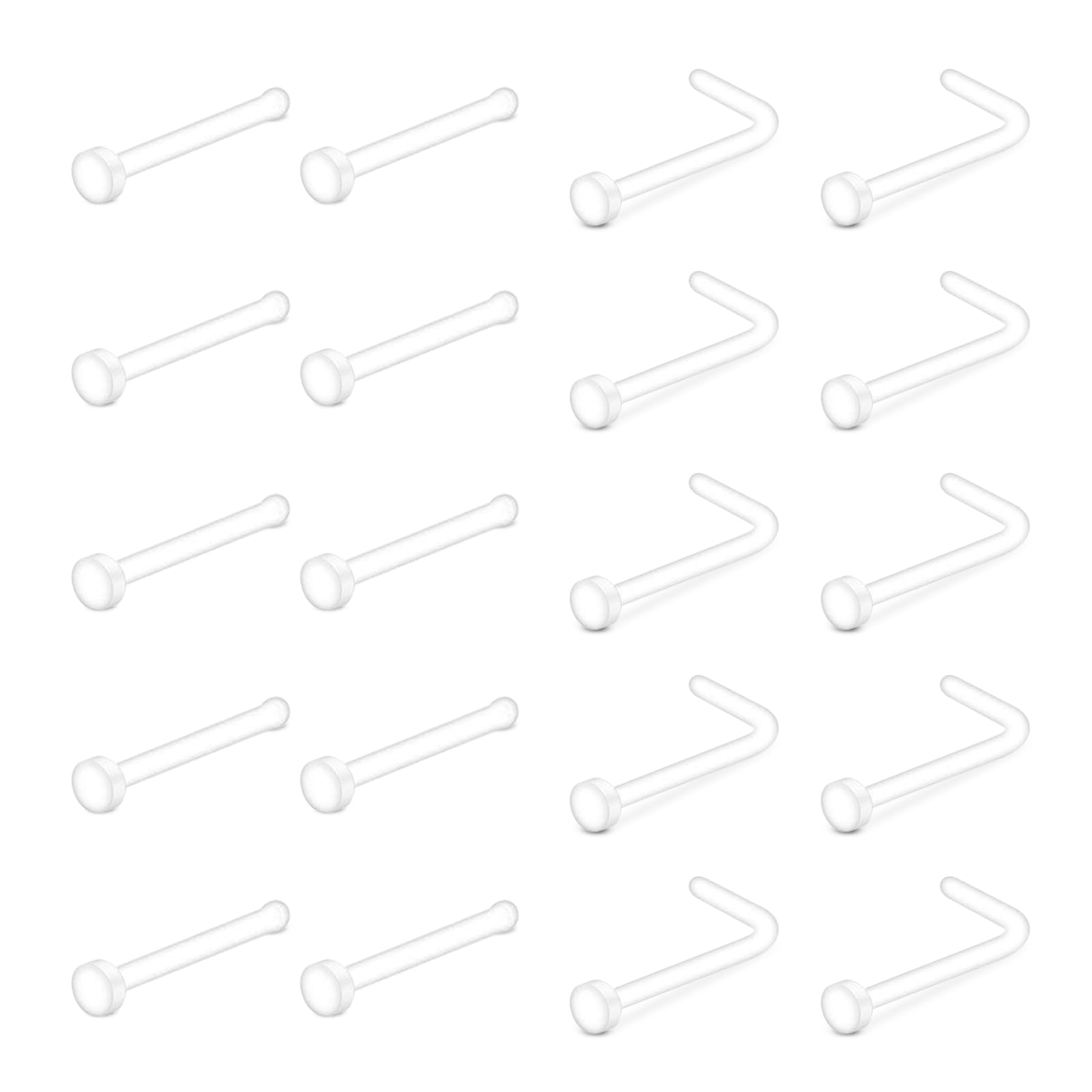 AceFun Clear Nose Studs Acrylic L Shape Nose Rings Retainer Bioflex Bone Pin Str