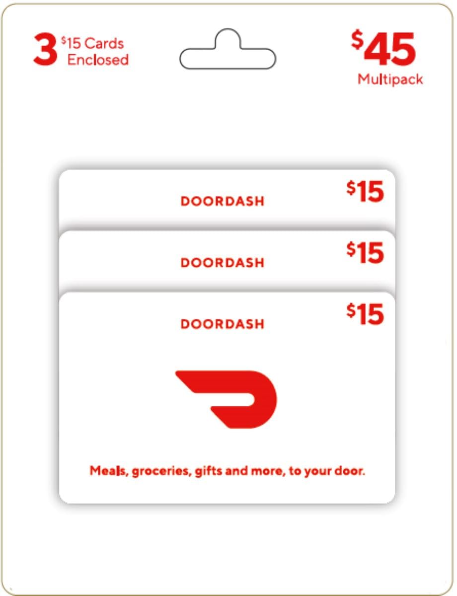 DoorDash Physical Gift Cards | (Multipack of 3 x $15) - $45