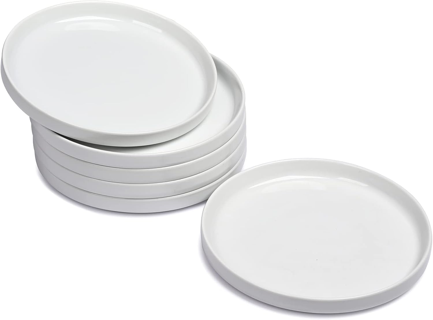 WishDeco Side Plates Set of 6, White Dessert Plates 18 cm / 7 Inch