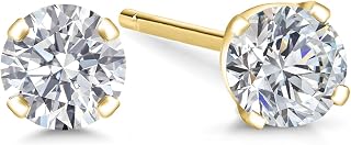Gem Stone King 14K Gold Lab Diamond Stud Earrings