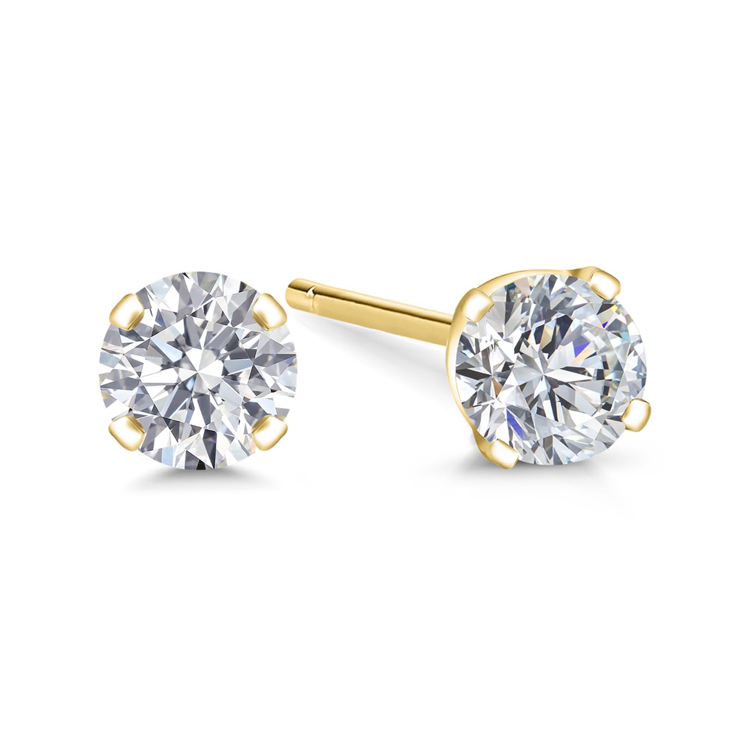 Gem Stone King 14K Gold Lab Diamond Stud Earrings