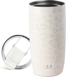 Simple Modern Travel Coffee Mug Tumbler with Flip Lid | Insulated Stainless Steel Iced Coffee Cup | Gifts for Women & Men | Voyager Collection | 470ml | Cream Leopard