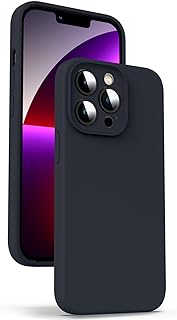 Supdeal Coque en Silicone Liquide pour iPhone 13 Pro, [Protection de la Caméra] [Anti-Empreintes Digitales] [Chargement sans Fil], Étui Housse en Microfibre Intégrée, 6,1", Noir