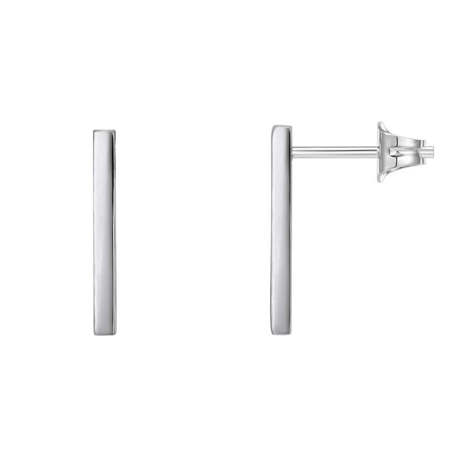 PAVOI 14K Gold Plated 925 Sterling Silver Post Dainty Mini Bar Stud Earrings | G