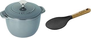 Staub 40509-703 "La Cocotte de Gohan Gray M 16cm", Rice Pot, Cooking, 2 Cups, Cast Iron, Enamel Pot, Induction-Heat Compatible, Rice Cooker, Authentic Japanese Product, La Cocotte de Gohan and 40503
