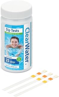 Clearwater Hot Tub, Pool and Spa Test Strips x 25-3 in 1 - Measures Chlorine, PH and Total Alkalinity
