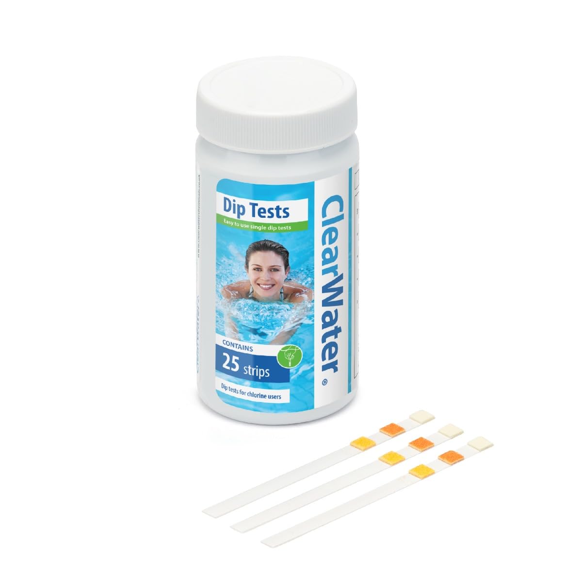 Clearwater Hot Tub, Pool and Spa Test Strips x 25-3 in 1 - Measures Chlorine, PH