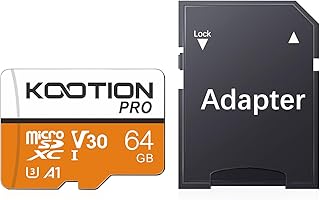 KOOTION Micro SD Card 64GB UHS-I microSDXC Flash Memory Card with Adapter, C10, U3, A1, V30, 4K UHD TF Card