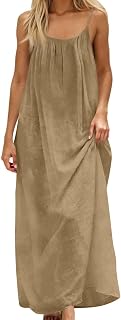 Women's Backless Cami Dress Summer Sleeveless Long Open Back Lounge House Solid Color Holiday Beach Sun Dresses