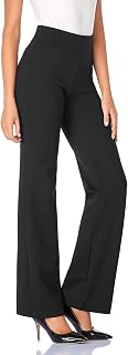 Tapata Women 28"/30"/32"/34" High Waist Elastic Bootcut Pants, Small/Regular/Tall for Office Business Casual