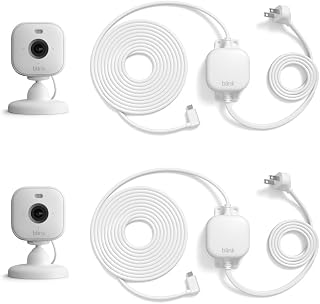 Blink Mini 2 + Weather Resistant Adapter — Indoor/Outdoor Home Security &amp; Pet Camera(s) with HD video, motion detection, and built-in spotlight — 2 cameras (White)
