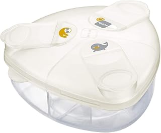 MAM Formula Dispenser | Stores 40g Per Serving and Holds 3 Servings | Spill-Free Snap Cover for Easy Opening | Baby Accessories | White (Various Designs)