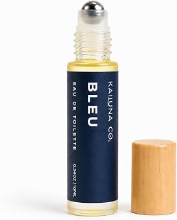 Kailuna Co. Bleu for Men Perfume Roll On w/ Essential Oils, 10 ml | Organic Oils, TSA Travel Approved, Nautical Scent