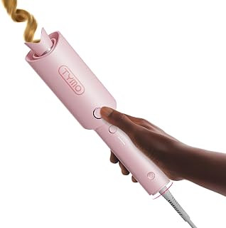 TYMO Automatic Rotating Curling Iron, TYMO CURLPRO Beach Waves Hair Curler | 500 Million Ionic Curling Wand, Dual Voltage, Portable Lightweight for Travel, Ceramic Coating, 1 Inch, Pink