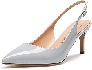 Castamere Mujer Slingback Kitten Tacones Puntiagudos Zapatos de punta redonda Sandalias Ajustable Correa Sandalias Stilettos 6.5CM