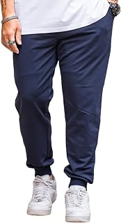 Men's Plus Size Loose Fit Cotton Jogging Bottoms with Cuffs Plain Casual Trousers (L-8XL)