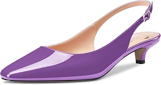 Castamere Women's Low Stiletto Kittens Heel Closed Heel Square Toe Slingback Pumps Slip-on 3.5 cm Heels Sandals Dress Cute Shoes