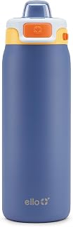 Ello Pop & Fill 18oz Stainless Steel Kids Water Bottle with Quick Fill Lid | Vacuum Insulated BPA Free Bottle with Leak Proof Straw and Chug Lid, Dishwasher Safe, Gift For Kids Teens, Lighthouse