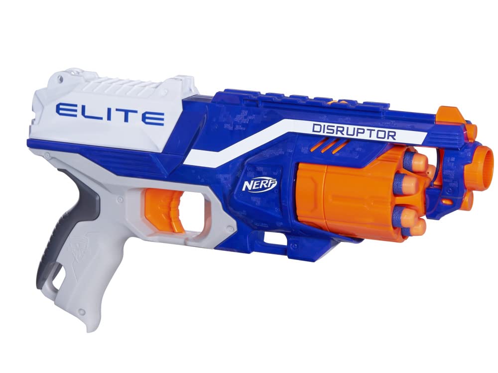 Nerf Disruptor Elite Blaster - 6-Dart Rotating Drum, Slam Fire, Includes 6 Offic