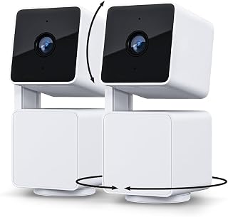 WYZE Cam Pan v3 Indoor/Outdoor IP65-Rated 1080p Pan/Tilt/Zoom Wi-Fi Smart Home Security Camera with Color Night Vision, 2-Way Audio, Compatible with Alexa & Google Assistant, White, 2-Pack (Renewed)