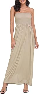 HDE Women's Strapless Maxi Dress Plus Size Tube Top Long Skirt Summer Dress Cover Up