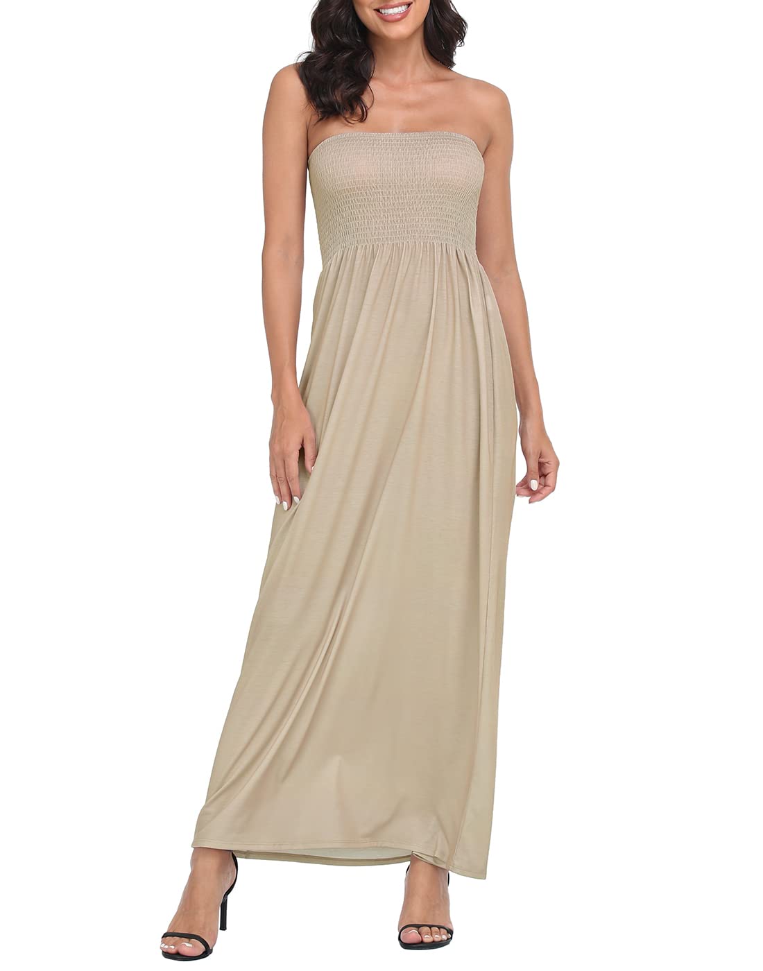HDE Women's Strapless Maxi Dress Plus Size Tube Top Long Skirt Summer Dress Cove