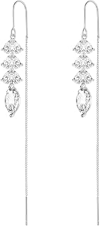 Cubic Zirconia Earrings for Women Long Threader Dangle Earring