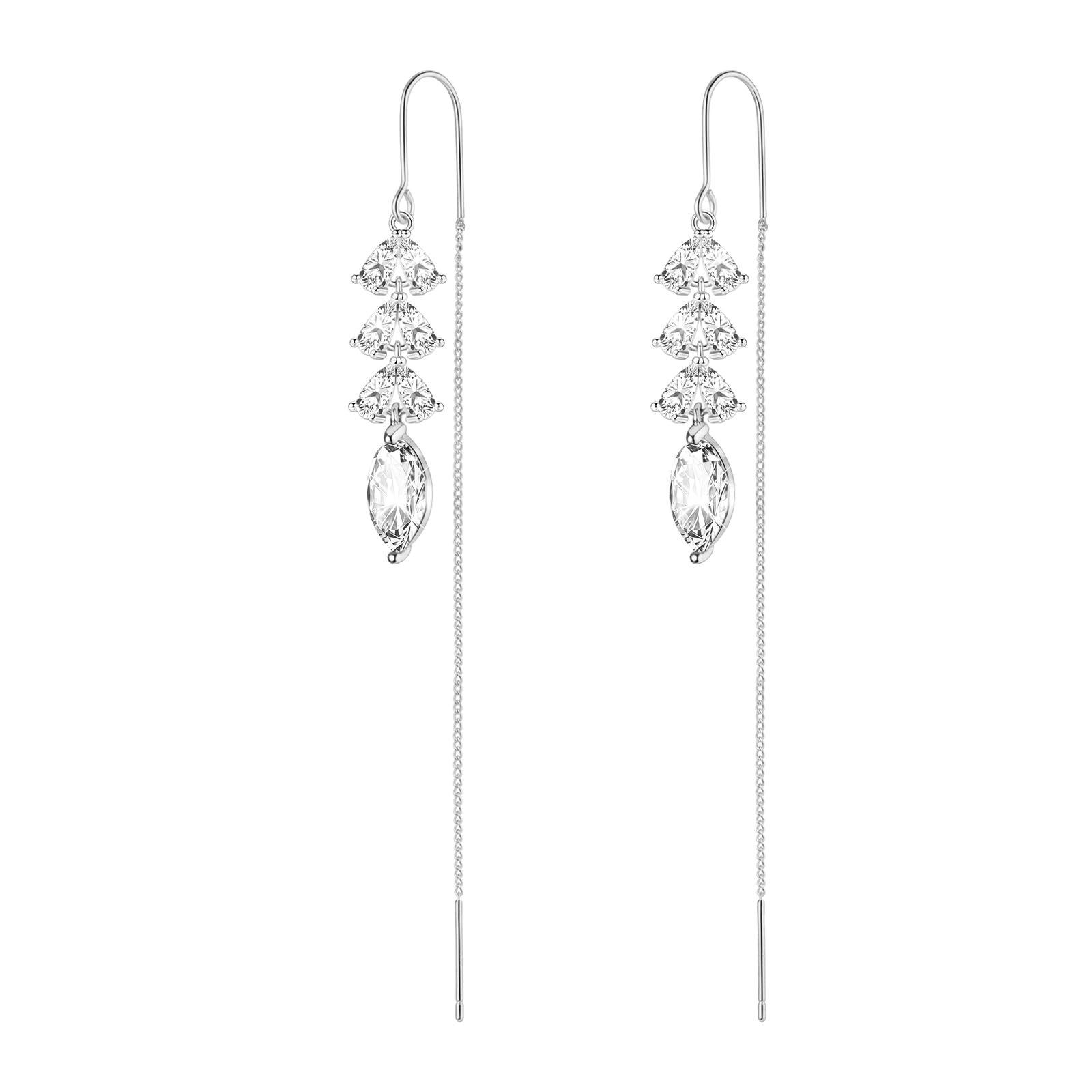 Cubic Zirconia Earrings for Women Long Threader Dangle Earring