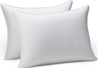 Amazon Basics Down Alternative Pillows for Stomach and Back Sleepers, Soft Density, Standard Size 26" x 20", White, 2-Pack
