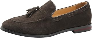 rismart Men's Handmade Tassels Suede Loafers Slip on Formal Loafers Shoes