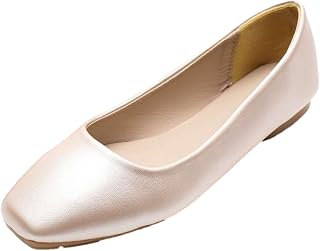 ANUFER Women's Ballet Flats Lace Toe Microfibre Leather Slip Dress Pumps Shoes