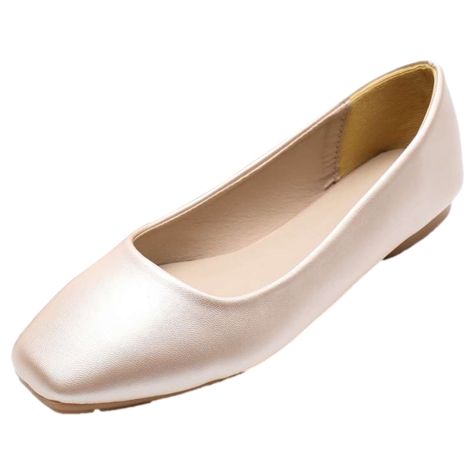 ANUFER Women's Ballet Flats Lace Toe Microfibre Leather Slip Dress Pumps Shoes