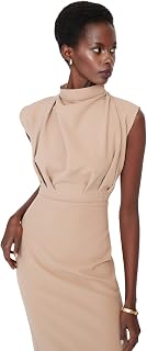 TRENDYOL Trendyol Women's Straight Midi Zero Sleeve Day Night Slim Dress (Pack of 1)