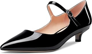 Aachcol Women's Mary Jane Kitten Low Heel Pumps Pointed Toe Slip-on Dress Shoes Party Wedding Office 3.5CM